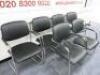 6 x Narbutas Cantilever Board Room/Office Chair Upholstered in Black Leather on Chrome Frame. - 2