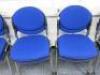 10 x Lyreco Stacking Chairs. Upholstered in Blue Hop Sack on Chrome Frame. - 3