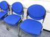 10 x Lyreco Stacking Chairs. Upholstered in Blue Hop Sack on Chrome Frame. - 4