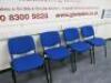 4 x Conference Stacking Chairs, Upholstered in Blue Sack Cloth on Black Metal Frame. - 2