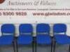 4 x Conference Stacking Chairs, Upholstered in Blue Sack Cloth on Black Metal Frame. - 3