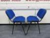 4 x Conference Stacking Chairs, Upholstered in Blue Sack Cloth on Black Metal Frame. - 4
