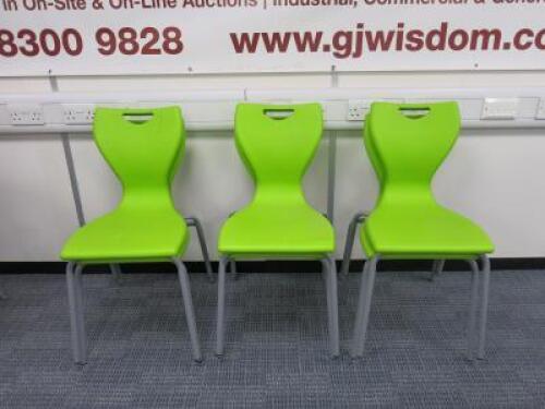 6 x Spaceforme En Series Stacking Chair in Lime Green on Grey Metal Frame.