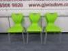 6 x Spaceforme En Series Stacking Chair in Lime Green on Grey Metal Frame.
