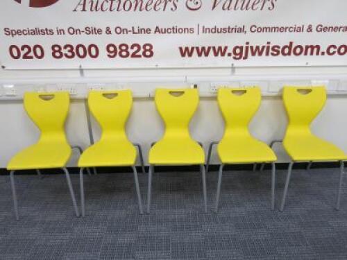 5 x Spaceforme En Series Stacking Chair in Yellow on Grey Metal Frame.