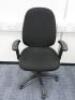 Multi Adjustable Office Swivel Chair with Lumbar Support, Upholstered in Black Hopsack on Black Base.