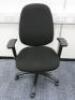 Multi Adjustable Office Swivel Chair with Lumbar Support, Upholstered in Black Hopsack on Black Base.