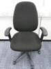 Multi Adjustable Office Swivel Chair with Lumbar Support, Upholstered in Black Hopsack on Black Base.