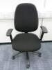 Multi Adjustable Office Swivel Chair with Lumbar Support, Upholstered in Black Hopsack on Black Base.