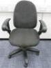 Multi Adjustable Office Swivel Chair, Upholstered in Grey Hopsack on Black Base.