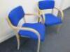 Pair of Bentwood Reception Stacking Chairs Upholstered in Blue Hopsack Fabric. - 3