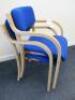 Pair of Bentwood Reception Stacking Chairs Upholstered in Blue Hopsack Fabric. - 4