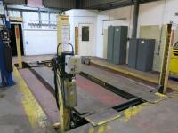 Rotary Four Post MOT Lift Ramp, 4000kg Capacity, Model SM44R-4, S/N SSM98A0002. NOTE: Last service 10/2020, unused since. (Centre Jack Sold Separately).