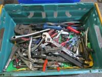 Crate Containing Large Qty of Mole Grips, Adjustable Spanners, Wrenches, Pliers Etc.