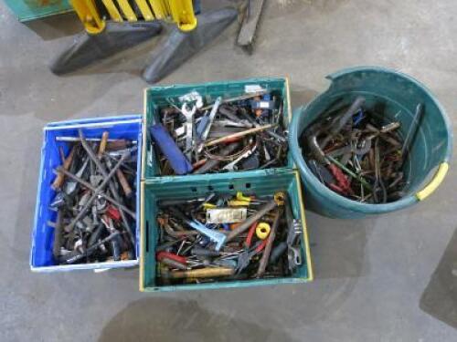 4 x Crates Containing Large Qty of Assorted Workshop Tools.