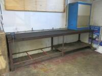 Workshop Metal Bench with Fitted Record No3 Engineers Vice. Size H96 x W370 x D80cm.