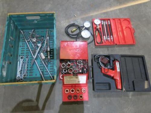 Misc Snap-On Tools to Include Gauges, Dies & Boxed Timing Light.