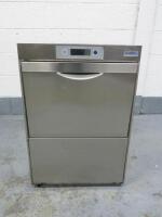 Classeq Dishwasher, Model G500DUOWS, S/N 400462976. Size H85cm x W57cm x D60cm. Comes with 1 Tray. NOTE: requires plug.