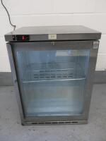 Osbourn Single Door Illuminated Glass Display Drinks Chiller, Model 160E. Size H80cm x W60cm x D53cm.