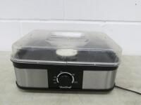 Von Chef Dehydrator, Model 2013381. NOTE: missing trays & damaged lid (As Viewed/Pictured).