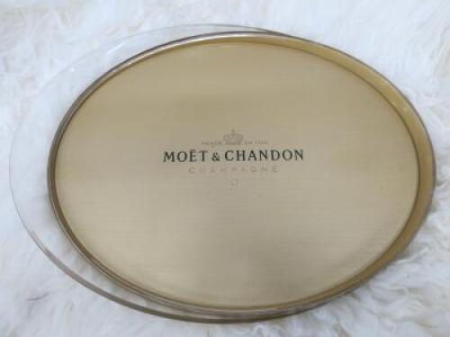 Moet & Chandon Champagne Gold Finish Oval Drinks Tray. Size 44cm.