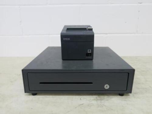 Epson Thermal Printer, Model TM-T20II & Metal Cash Drawer. NOTE: printer missing power supply.