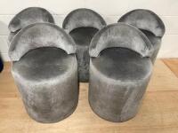 5 x Stalls with Back Upholstered in Grey Animal Hide. Size H65cm.