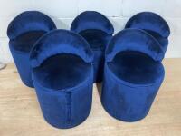 5 x Stalls with Back Upholstered in Blue Velour. Size H65cm.