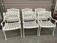 6 x Metal Garden Armchair In White, Size H82cm.