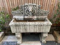 Cast Stone Rectangular Lion Wall Fountain with Feet, Size (L) 94cm x (W)38cm.