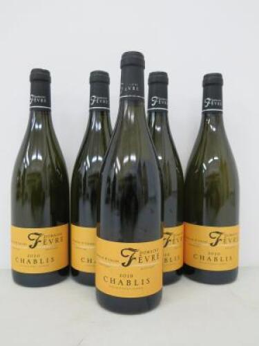 5 x Bottles of Domaine Nathalie & Gilles Fevre Chablis, 4 x 2019 & 1 x 2020, 75cl.