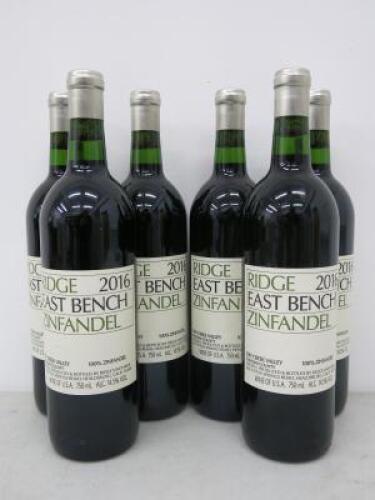 6 x Bottles of Ridge East Bench Zinfandel, 2016, 75cl.