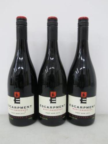 3 x Bottles of Escarpment Martinborough Pinot Noir, 2015, 75cl.