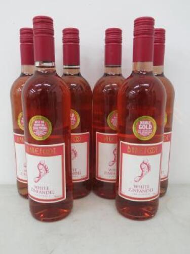 6 x Bottles of Barefoot White Zinfandel, 75cl.