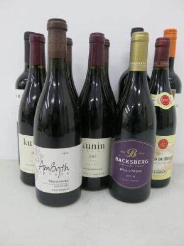 10 x Bottles of Assorted Red Wine to Include: 3 x Ambyth Estate Mourvedre, 2011, 2 x Kunin Wines Syrah, 2015, 1 x Cristobal 1492 Malbec, 2019, 1 x Stobi Vranec, 2018, 1 x Tobelos Rioja, 2015, 1 x E.Guigal Cotes Du Rhone, 2017 & 1 x Backsberg Pinotage, 201