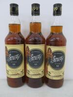 3 x Bottles of Norman Sailor Jerry Spiced 80 Proof Rum, 70cl.