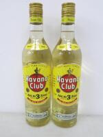 2 x Bottles of Havana Club 3 Year Old Rum, 70cl.