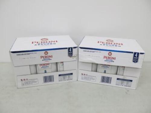 2 x Boxes of 6 Cases of 4 Bottles Peroni Nastro Azzurro, 330ml. BBE 12/22.