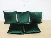 5 x Emerald Green Velour Cushions. Size 35 x 35cm.