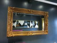 XL Gold Coloured Guilt Framed Reproduction Bevelled Edge Mirror. Size H140 x W230cm.