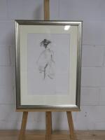 On One Knee by Bella Green. Framed, Glazed & Mounted Ink on Paper, Signed. Frame Size H71cm x W52cm.