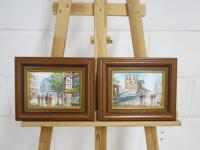 2 x Framed Oil On Board Parisienne Street Scenes, Signed. Frame Size H21cm x W26cm.