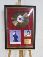 F&G David Bowie CD Gold Disc with Signed Photograph for Pin Ups Album. A Unique Presentation Finished in 24 Carat Gold. Size H77cm x W55cm.