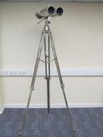 Highly Polished Aluminium Binoculars on Height Adjustable Metal Tripod Stand.