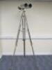 Highly Polished Aluminium Binoculars on Height Adjustable Metal Tripod Stand.