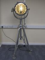 Highly Polished Aluminium Ships Signal Lamp with Shutter on Height Adjustable Metal Tripod.