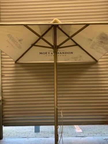 Large Restaurant Parasol Branded Moet & Chandon Champagne. Size 200 x 200cm.