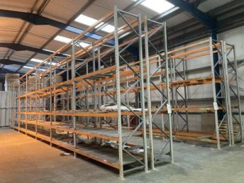 Apex Pallet Racking in Light Grey Orange to Include: 87 x 4m x 90cm High Frames, 288 x 2.7m Beams & Approx 200 x Galvanised Shelves.