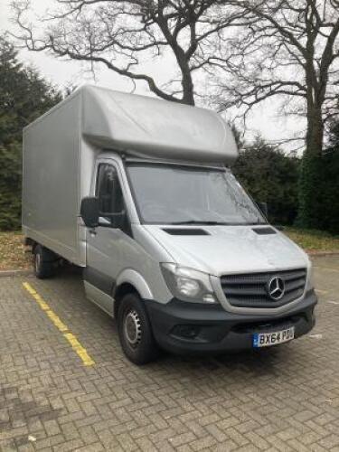 BX64 PDU (01/2015): Mercedes Sprinter Luton Bodied Van, Barn Door Back & Passenger Curtain Side. Diesel, 2142cc, 3500kg, 2 Previous Keepers. MOT Expires February 2022. Mileage 227,479. Sold with Key & Copy of V5.