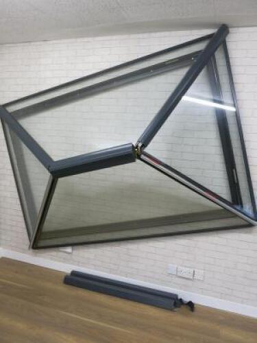 Ex Display 4 Panelled Glass Lantern/Rooflight in Grey. Size H50cm x W 230cm x D150cm. NOTE: missing parts (As Viewed/Pictured).